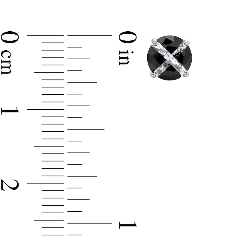 Main Image 3 of 5mm Black and White Cubic Zirconia "X" Round Stud Earrings in Sterling Silver