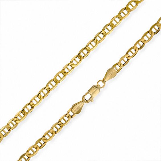 Made in Italy 080 Gauge Mariner Chain Necklace in 14K Hollow Gold- 22"