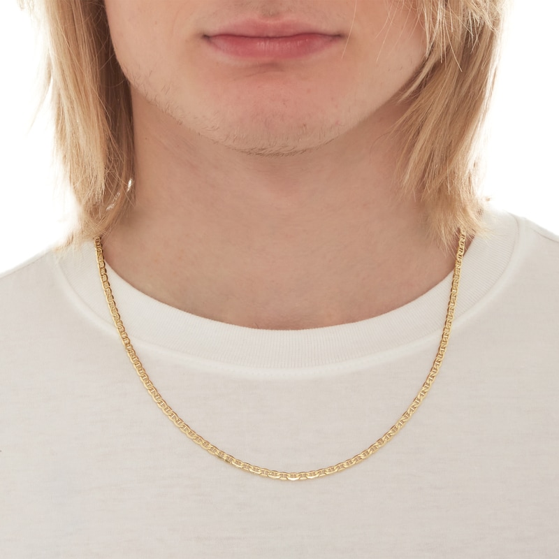 Main Image 4 of 10K Hollow Gold Mariner Chain Made in Italy - 22&quot;