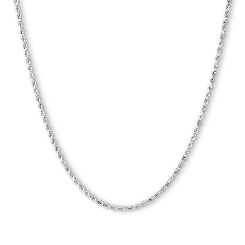 160 Gauge Rope Chain Necklace in 10K Hollow White Gold - 20"