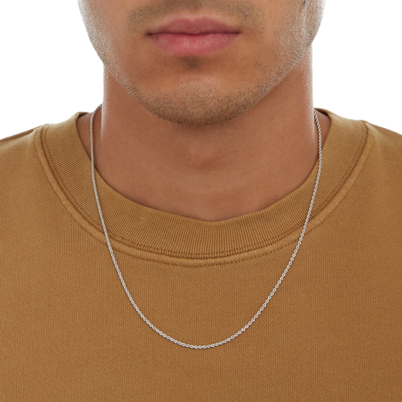 Main Image 4 of 160 Gauge Rope Chain Necklace in 10K Hollow White Gold - 20&quot;