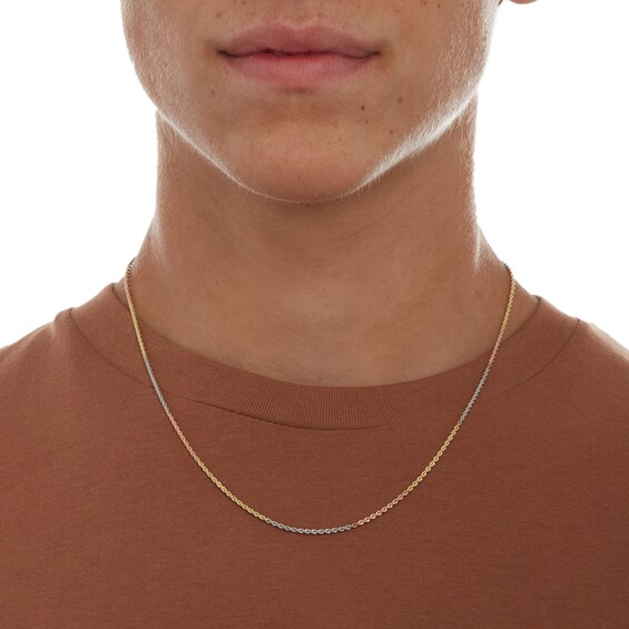 10K Hollow Gold Tri-Tone Rope Chain - 20"