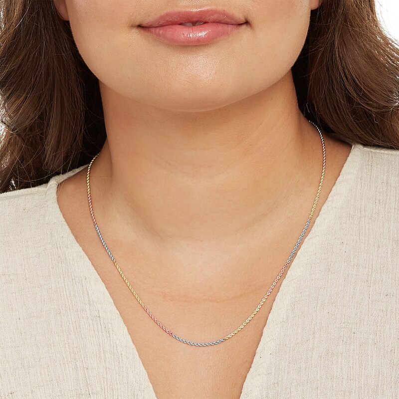 Main Image 3 of 10K Hollow Gold Tri-Tone Rope Chain - 20&quot;