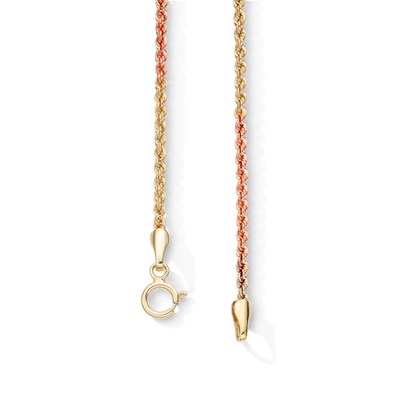 10K Hollow Gold Tri-Tone Rope Chain - 20"