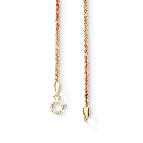 10K Hollow Gold Tri-Tone Rope Chain - 20"