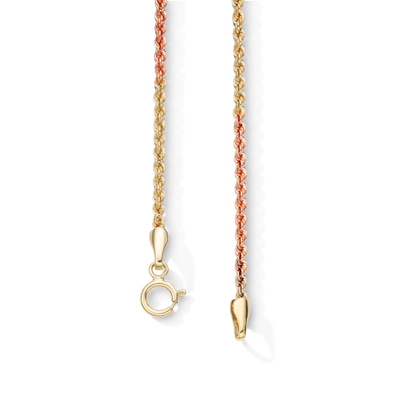 Main Image 5 of 10K Hollow Gold Tri-Tone Rope Chain - 20&quot;