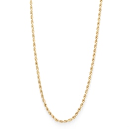 016 Gauge Rope Chain Necklace in 10K Hollow Yellow Gold - 20&quot;