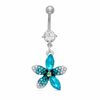 Thumbnail Image 1 of 014 Gauge Hibiscus Belly Button Ring with Cubic Zirconia and Multi-Colored Crystals in Stainless Steel