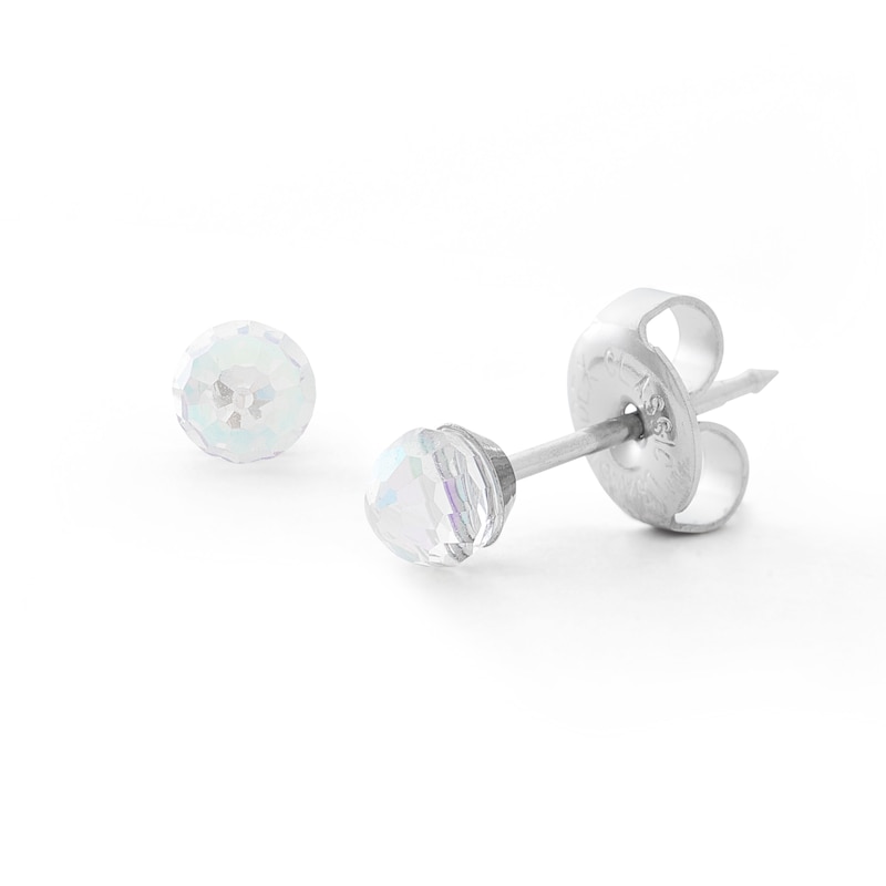 4mm Crystal Stud Piercing Earrings in Solid Stainless Steel