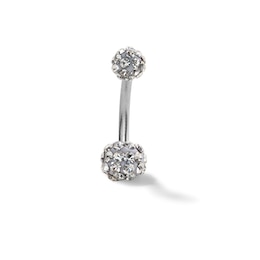 014 Gauge Crystal Belly Button Ring in Stainless Steel