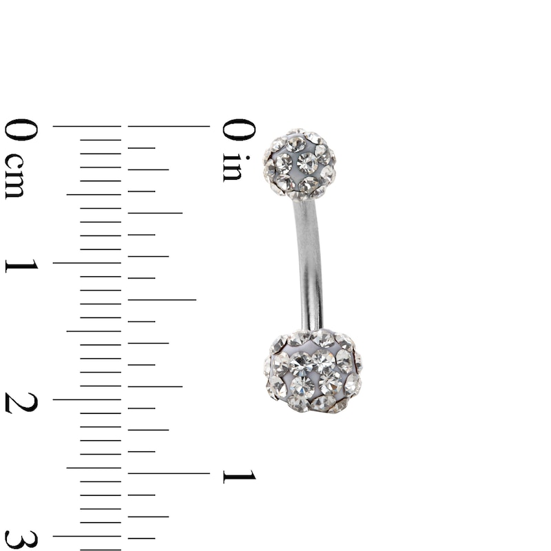 Stainless Steel Crystal Belly Button Ring - 14G 3/8"