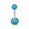 Thumbnail Image 0 of Stainless Steel Blue Crystal Belly Button Ring - 14G 3/8"