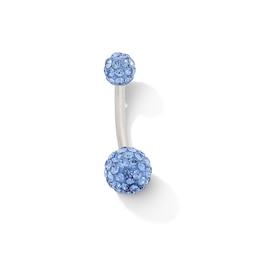 Stainless Steel Blue Crystal Belly Button Ring - 14G 3/8"