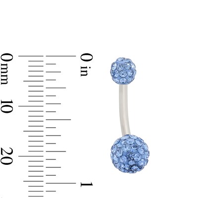 Stainless Steel Blue Crystal Belly Button Ring - 14G 3/8"