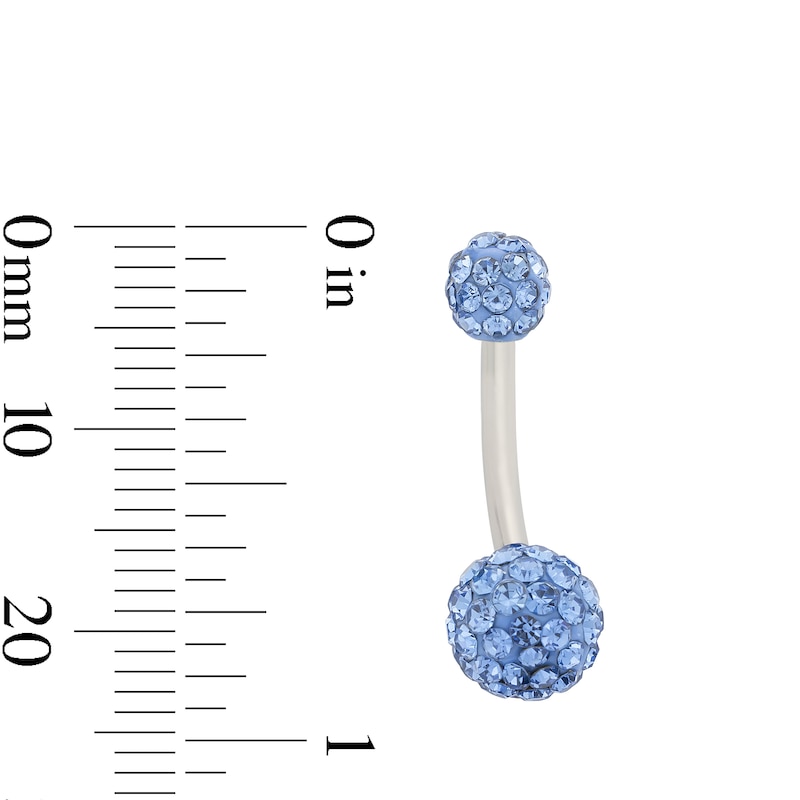 Main Image 2 of Stainless Steel Blue Crystal Belly Button Ring - 14G 3/8"