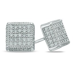 Sterling Silver CZ Square Studs