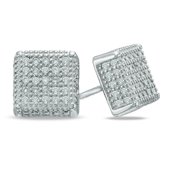 Cubic Zirconia Square Stud Earrings in Sterling Silver