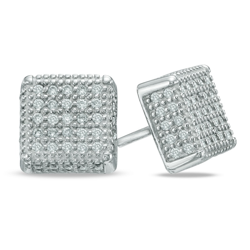 Sterling Silver CZ Square Studs