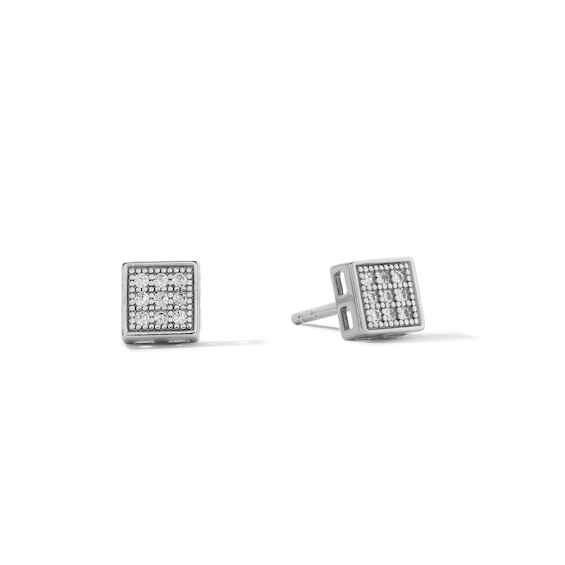 Cubic Zirconia Square Stud Earrings in Sterling Silver