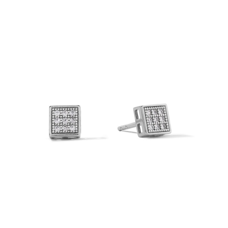 Cubic Zirconia Square Stud Earrings in Sterling Silver