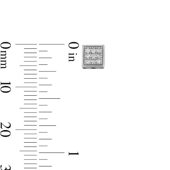 Cubic Zirconia Square Stud Earrings in Sterling Silver