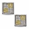 Thumbnail Image 1 of Yellow and White Cubic Zirconia Checker Square Stud Earrings in Sterling Silver