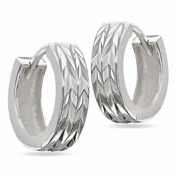 Diamond-Cut Huggie Hoop Earrings in Sterling Silver