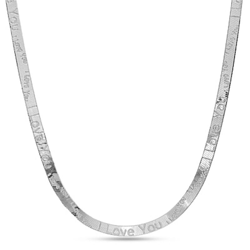 Herringbone Engraved Chain Necklace - Sterling Silver