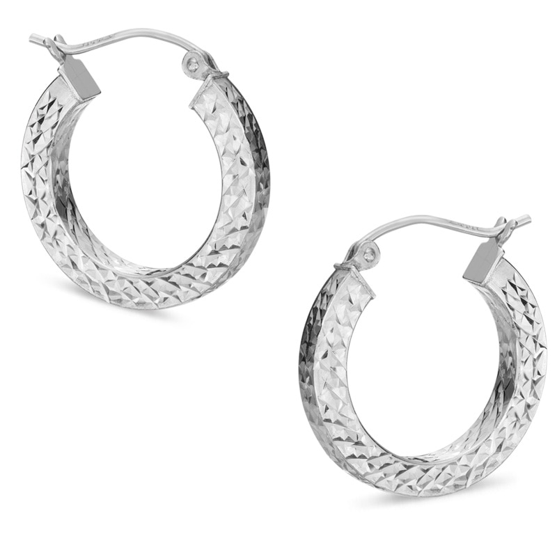 3 x 20mm Diamond-Cut Hoop Earrings in Sterling Silver