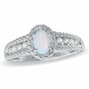 Oval Lab-Created Opal and White Sapphire Ring in Sterling Silver - Size 7