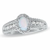Thumbnail Image 1 of Oval Lab-Created Opal and White Sapphire Ring in Sterling Silver - Size 7