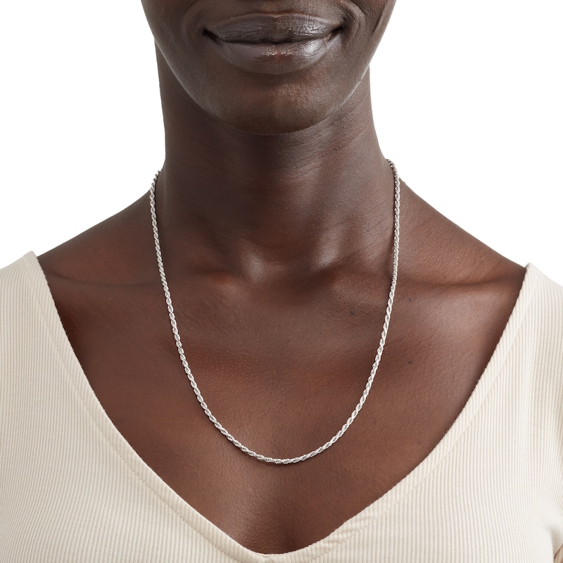 Main Image 3 of Sterling Silver Diamond-Cut Rope Chain Made in Italy - 22"