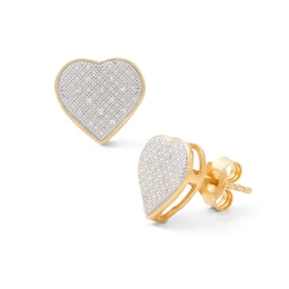 Diamond Accent Heart Stud Earrings in Sterling Silver and 18K Gold Plate