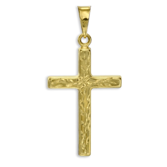 Diamond-Cut Cross Necklace Charm in 10K Gold
