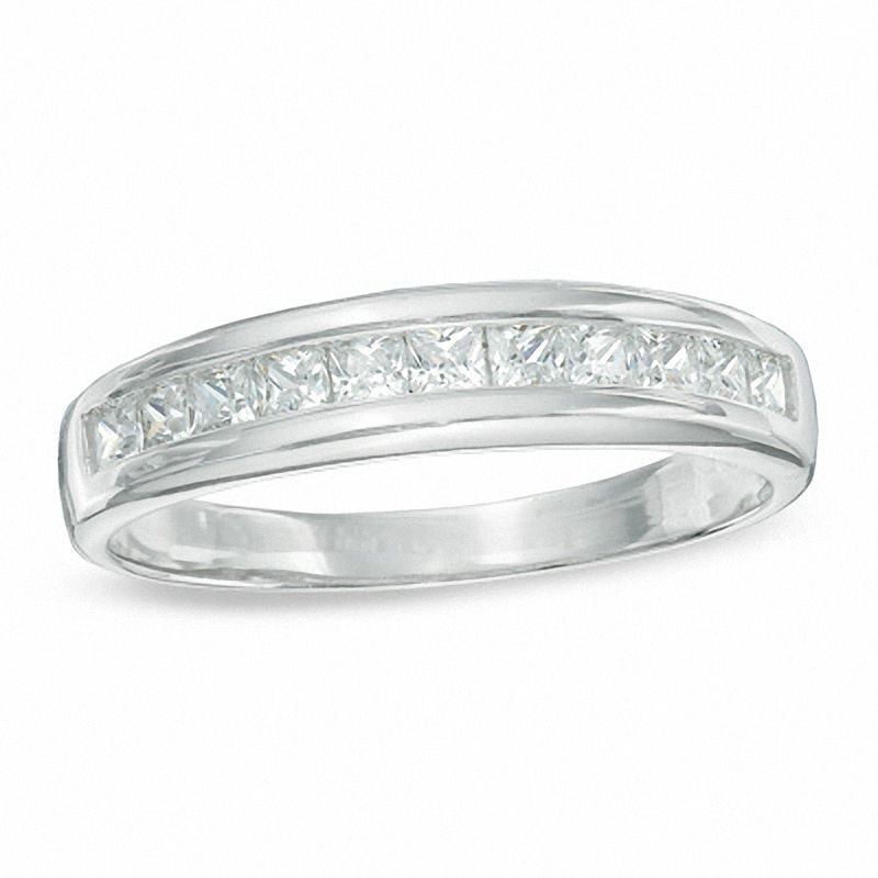 Main Image 1 of Princess-Cut Cubic Zirconia Anniversary Band in Sterling Silver - Size 8