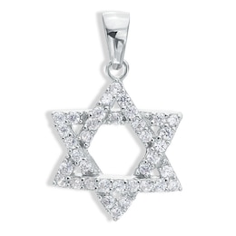 Cubic Zirconia Star of David Necklace Charm in Sterling Silver