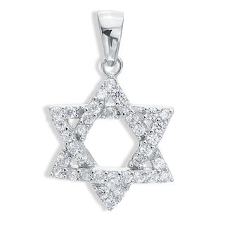 Solid Sterling Silver CZ Star of David Necklace Charm