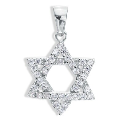 Solid Sterling Silver CZ Star of David Necklace Charm