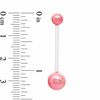Thumbnail Image 2 of 014 Gauge Flexible Belly Button Ring in Biopierce with Faux Pink Pearls - 7/8"