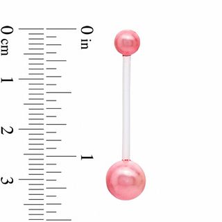014 Gauge Flexible Belly Button Ring in Biopierce with Faux Pink Pearls - 7/8"