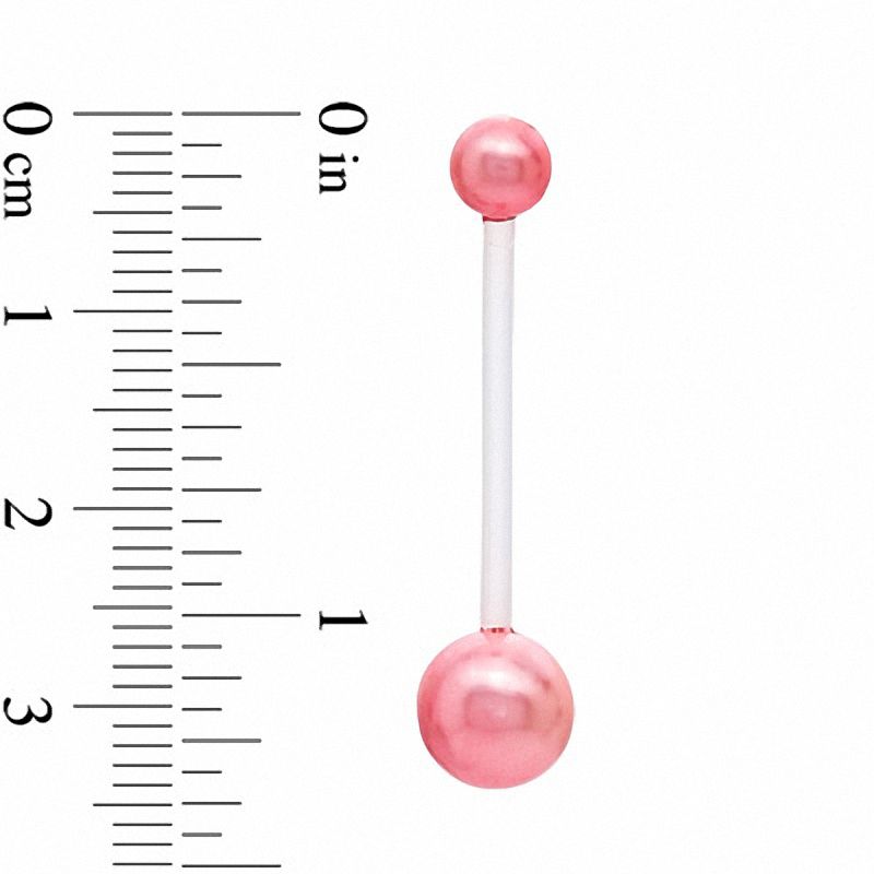 Main Image 2 of 014 Gauge Flexible Belly Button Ring in Biopierce with Faux Pink Pearls - 7/8"