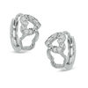 Cubic Zirconia Interlocking Heart Huggie Hoop Earrings in Sterling Silver
