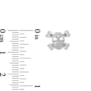 Solid Sterling Silver CZ Skull and Crossbones Studs