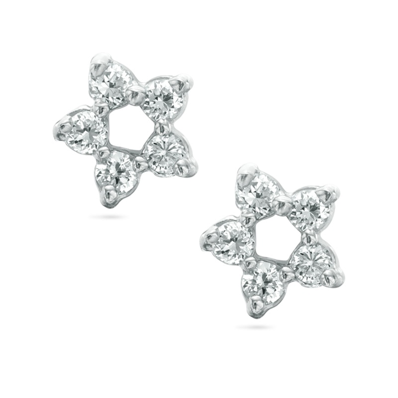 Cubic Zirconia Star Stud Earrings in Sterling Silver