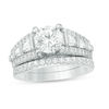7mm Cubic Zirconia Bridal Set in Sterling Silver - Size 7