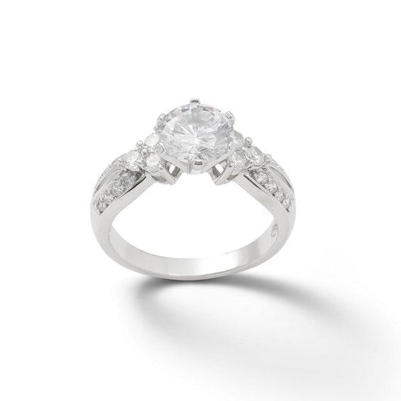 8mm Cubic Zirconia Split Shank Ring in Sterling Silver