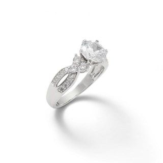 8mm Cubic Zirconia Split Shank Ring in Sterling Silver