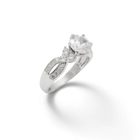 8mm Cubic Zirconia Split Shank Ring in Sterling Silver
