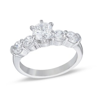 Cubic Zirconia Five Stone Ring in Sterling Silver - Size 7