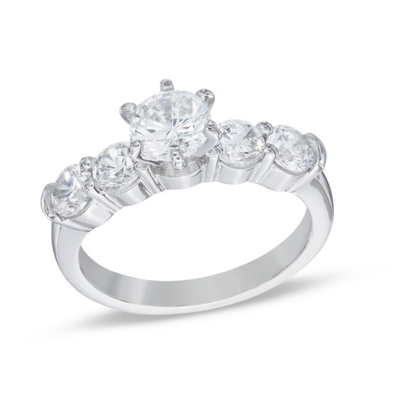 Cubic Zirconia Five Stone Ring in Sterling Silver - Size 7